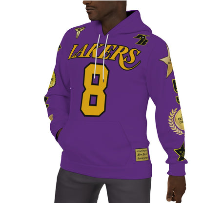 Kobe Bryant Lakers 8/24 P:urple Fleeced Lined Jersey Hoodie