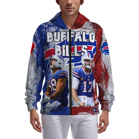 2024 Buffalo Bills Team Hoodie Splattered Paint Zipper Hoodie