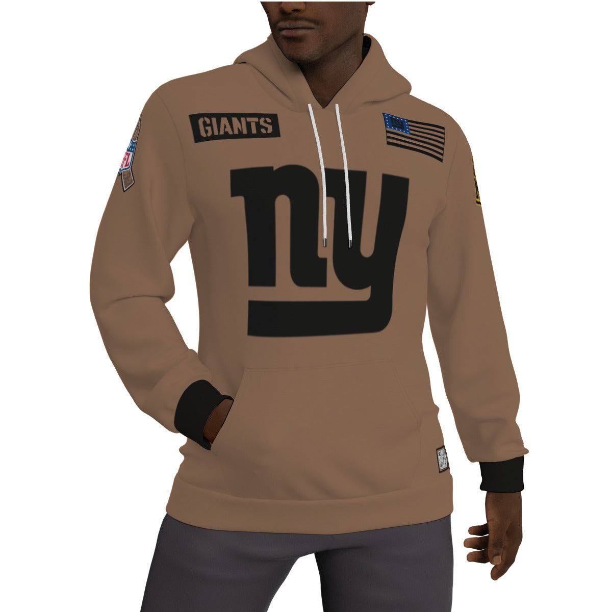 New York Giants Brown Salute To Service Fleeced Lined Hoodie