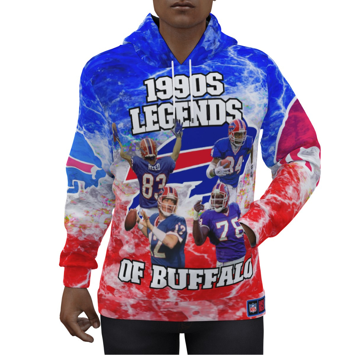 1990s Legends of Buffalo Bills Electric Clouds Style Hoodie