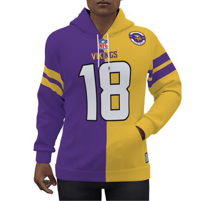 Justin Jefferson Half and Half Jersey Hoodie White Numbers