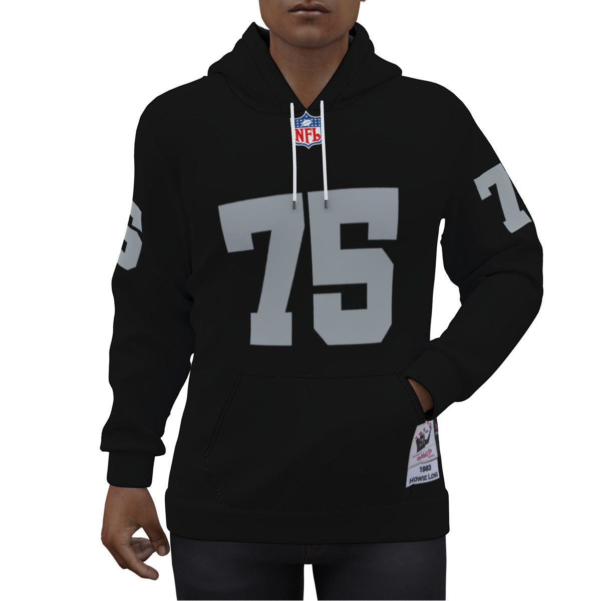 Raiders Howie Long Black Jersey Hoodie