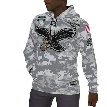 2024 Philadelphia Eagles Salute to Service Fleeced Lined Jersey Hoodie Black Eagle