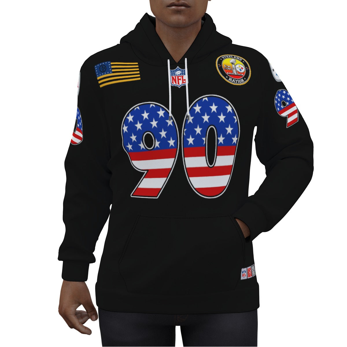 TJ Watt American Flag Pittsburgh Steelers Jersey Hoodie