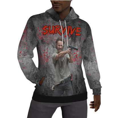 Rick Grimes Walking Dead Survive Fleeced Lined Hoodie