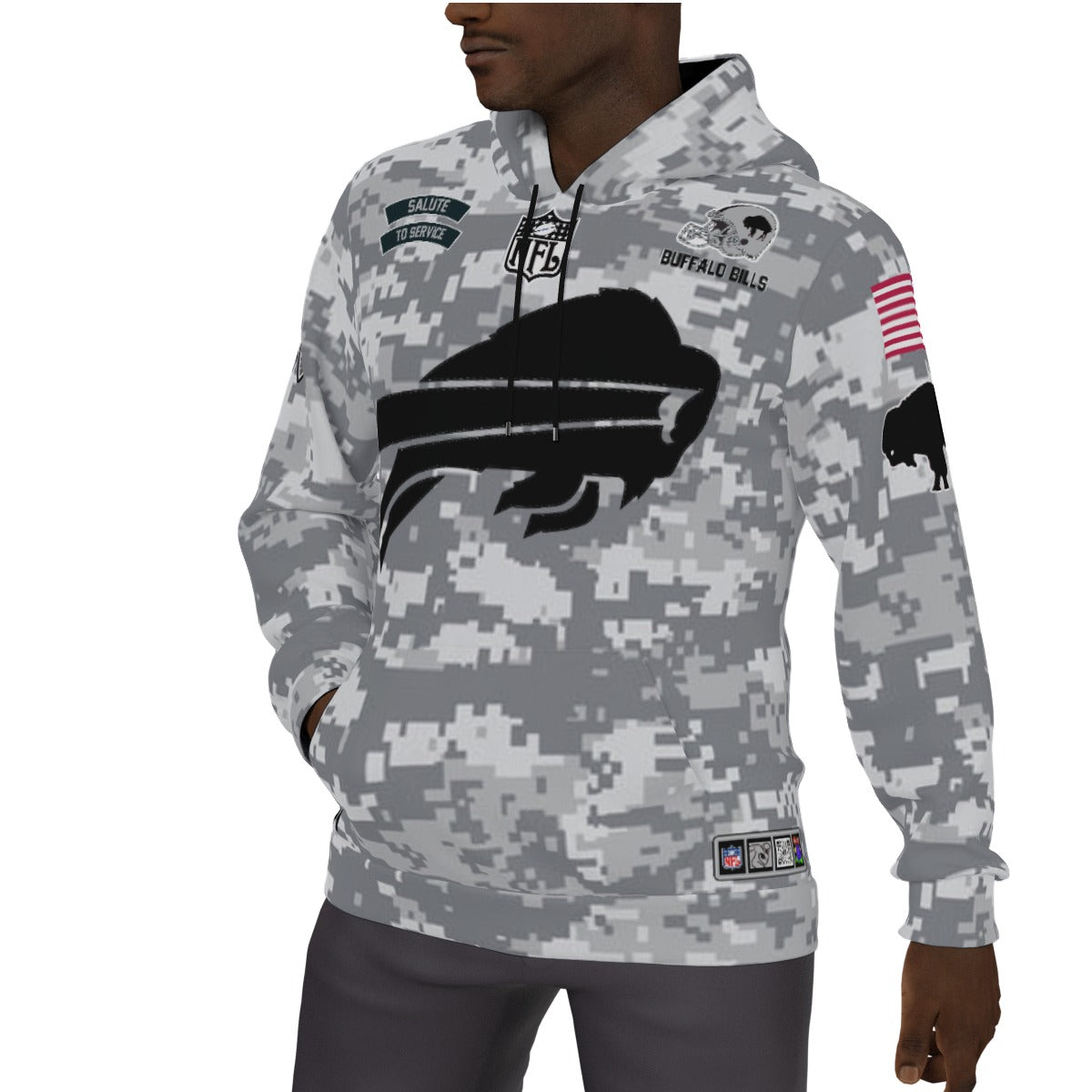 2024 Buffalo Bills Salute to Service Fleeced Lined Jersey Hoodie