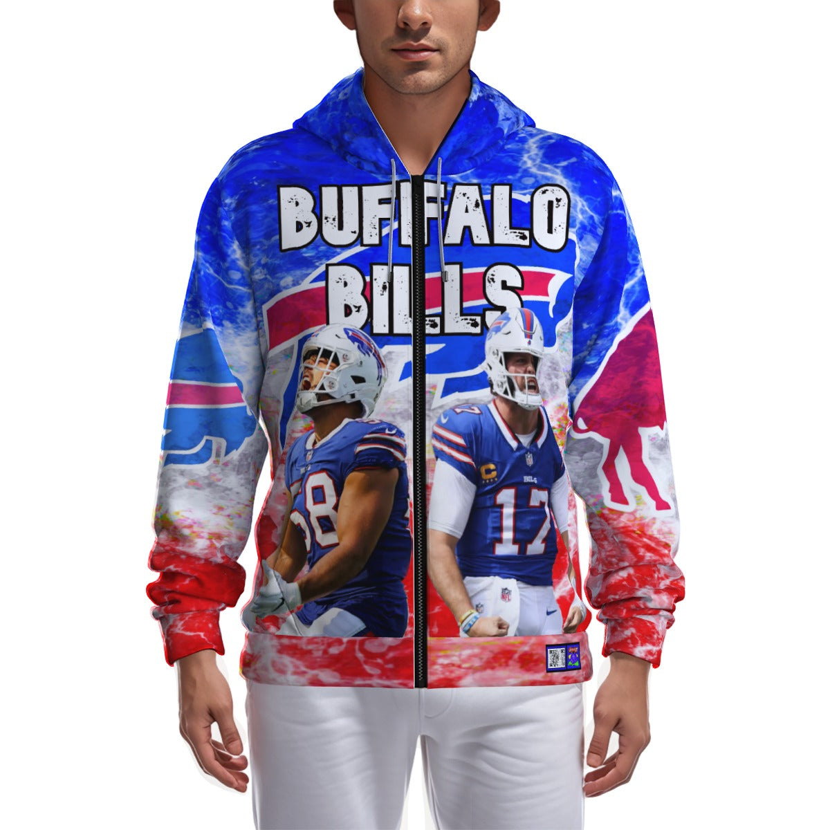 2024 Buffalo Bills Team Hoodie Electric Clouds Zipper Hoodie