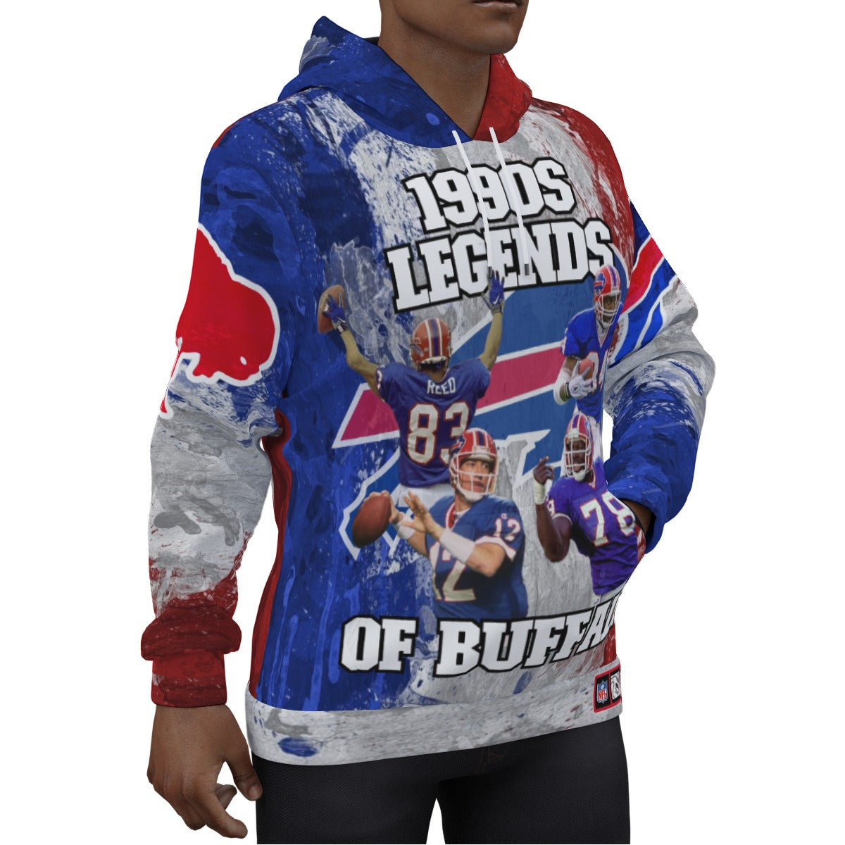 1990s Legends of Buffalo Bills Painted Splatter Style Hoodie