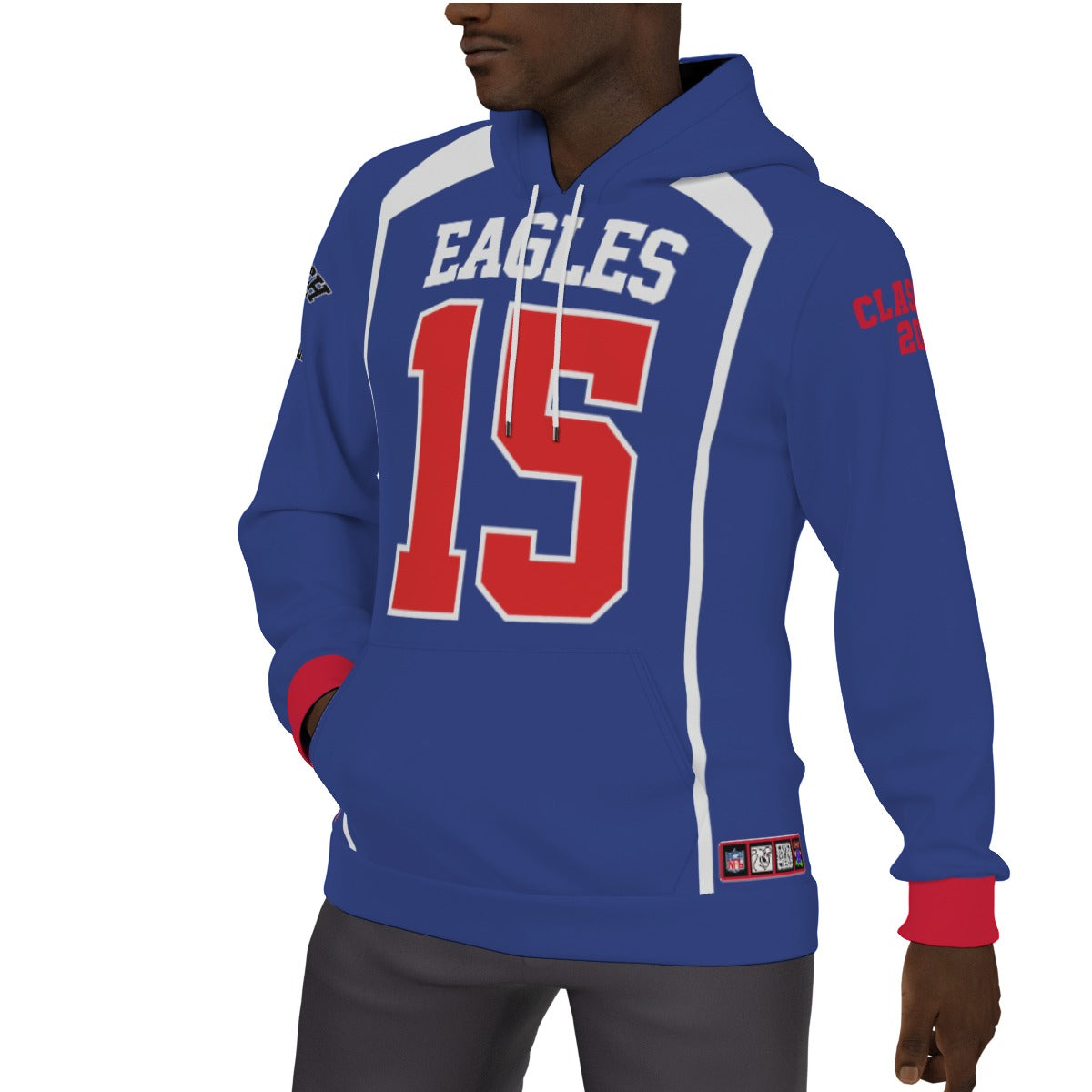 Josh Allen Firebaugh High School Blue Jersey Fleeced Lined Hoodie