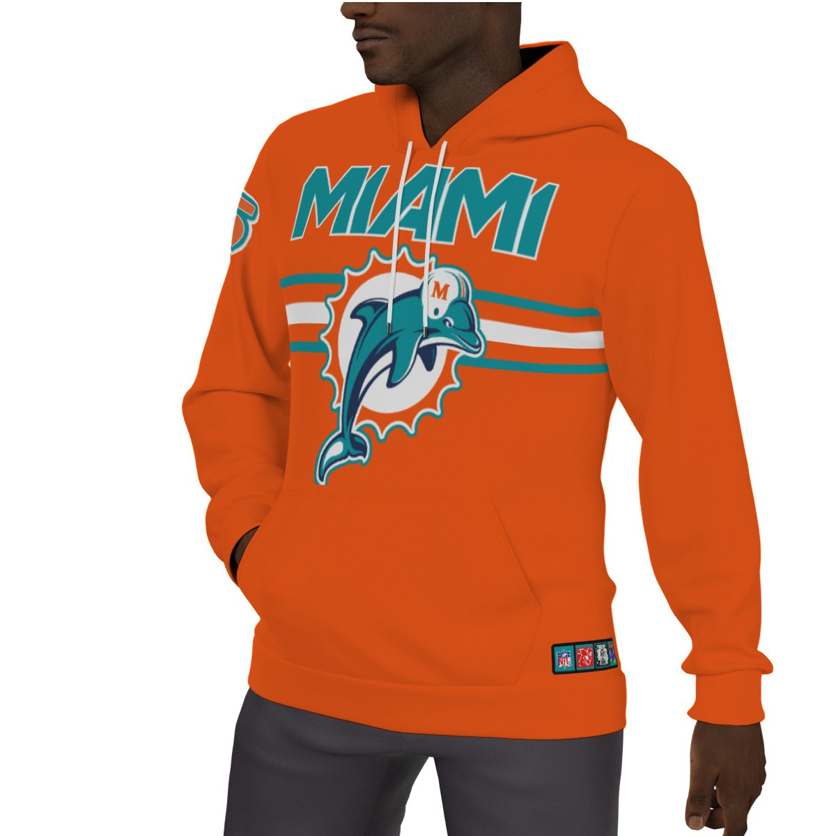 Miami Dolphins Fleeced Lined Orange Hoodie Version 1