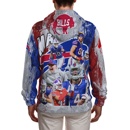 2024 Buffalo Bills Team Hoodie Splattered Paint Zipper Hoodie