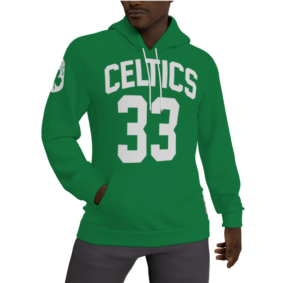 Larry Bird Green Celtics Fleeced Lined Jersey Hoodie