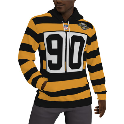 TJ Watt Fleeced Lined Bumble Bee Steelers Jersey Hoodie