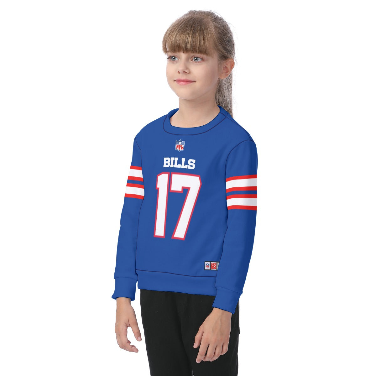 Children Josh Allen Blue Jersey Heavy Fleece Sweatshirt