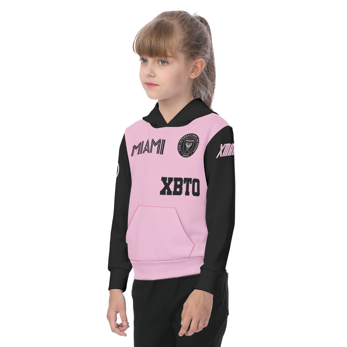 Youth Lionel Andres Messi Inter Miami Pink/Black Jersey Hoodie