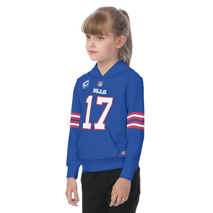 Youth Josh Allen Buffalo Bills Blue Jersey Hoodie