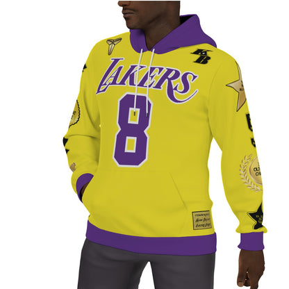 Kobe Bryant Lakers 8/24 Yellow Fleeced Lined Jersey Hoodie