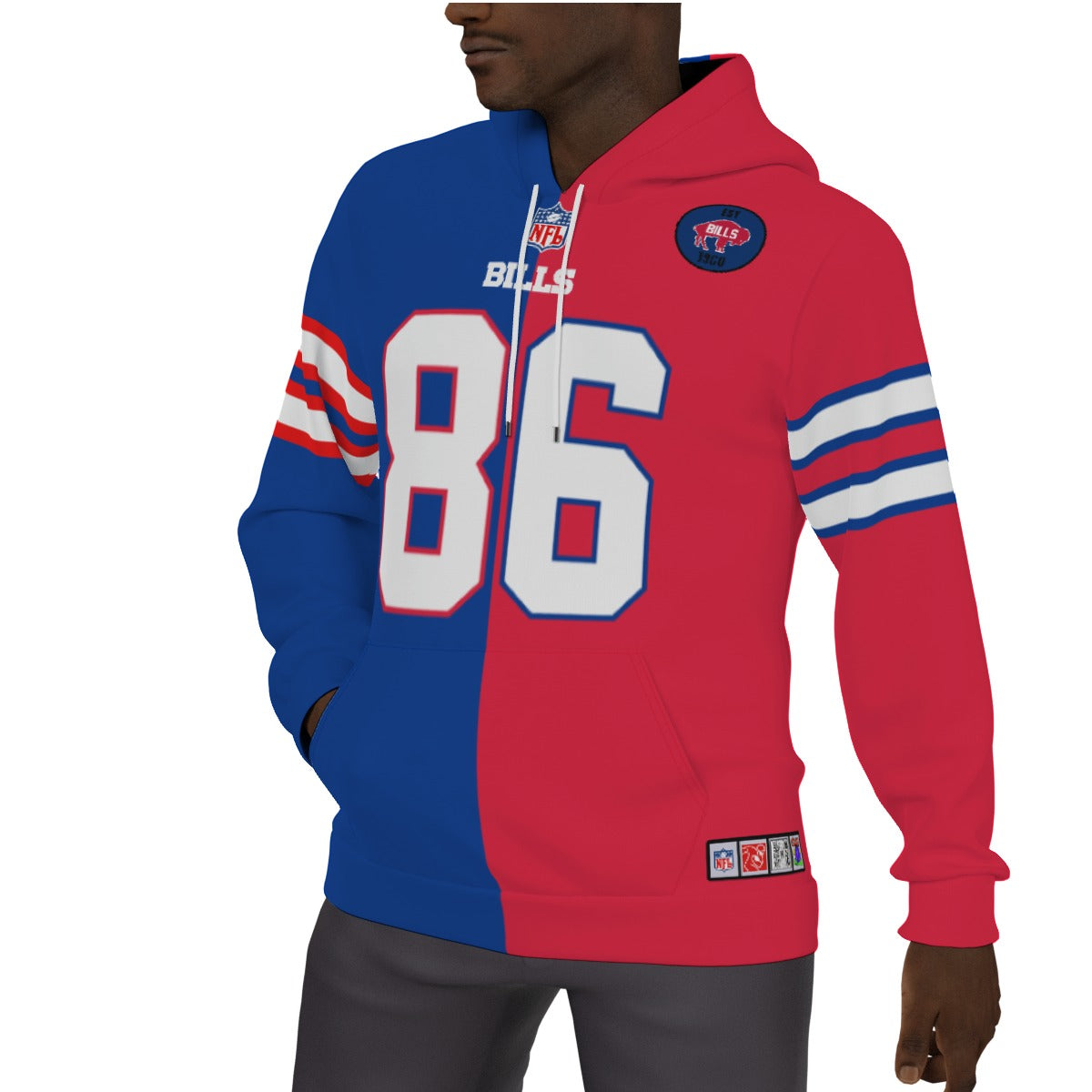 Dalton Kincaid Buffalo Bills 1/2 1/2 Fleeced Lined Jersey Hoodie