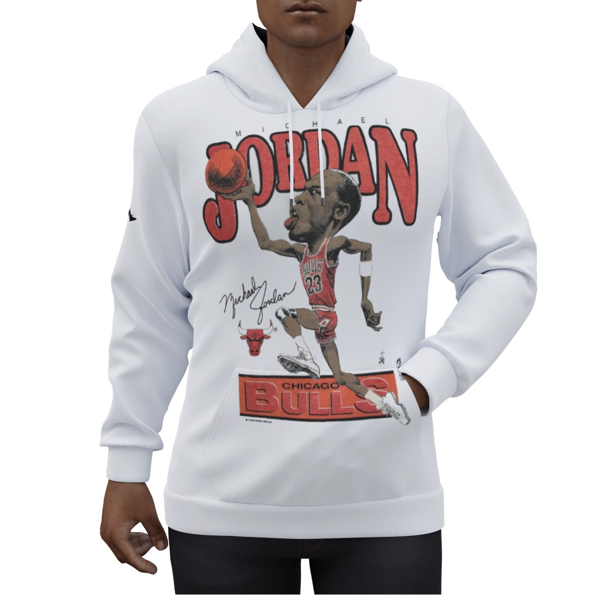 Michael Jordan Salem Old School White Hoodie Faded Style