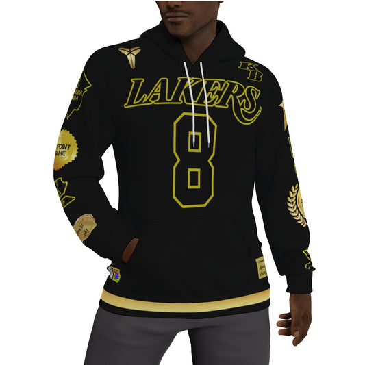 Kobe Bryant Lakers 8/24 Black Fleeced Lined Jersey Hoodie