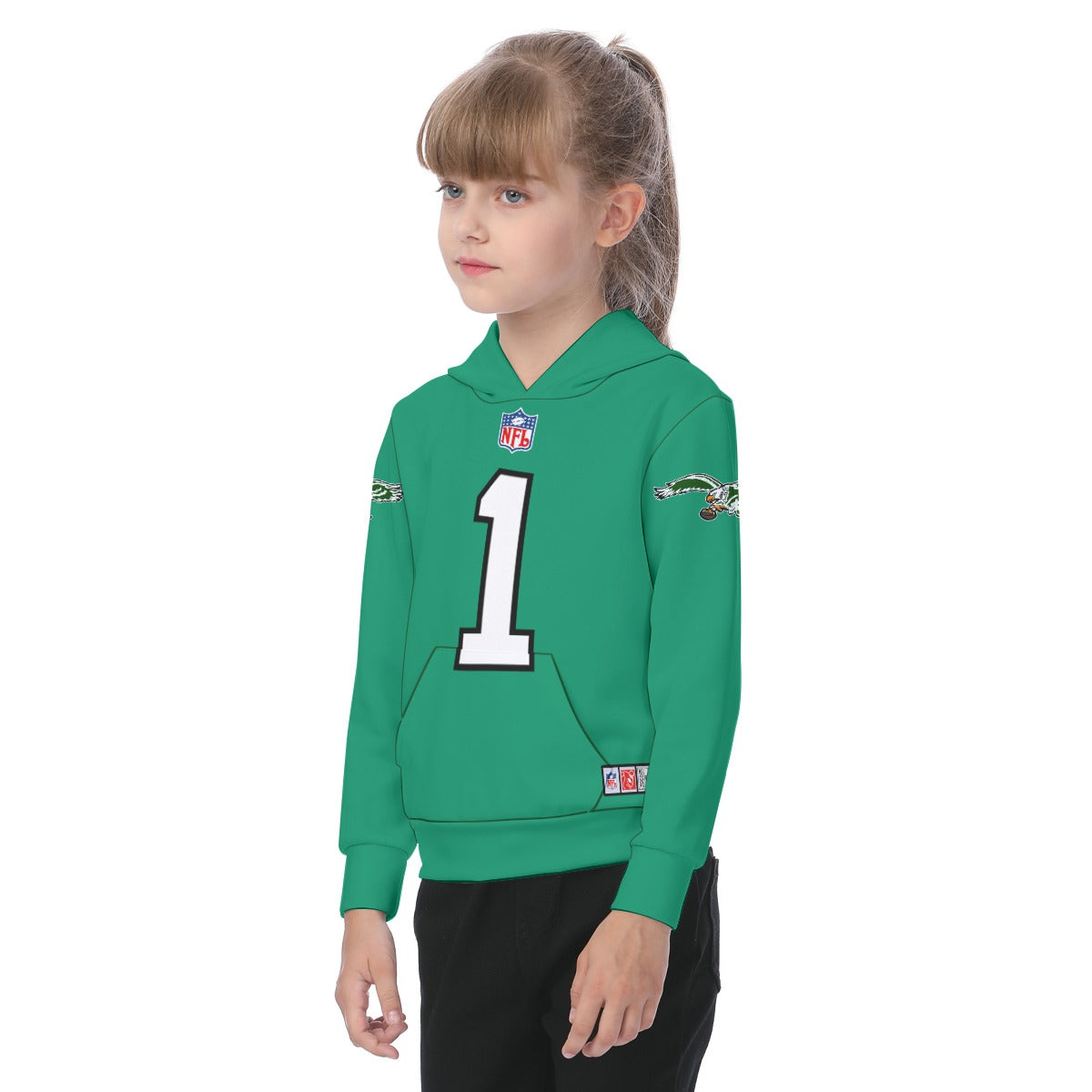 Children Jalen Hurts Kelly Green Jersey Hoodie