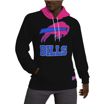 Hot Pink and Black Buffalo Bills Fleeced Lined Hoodie