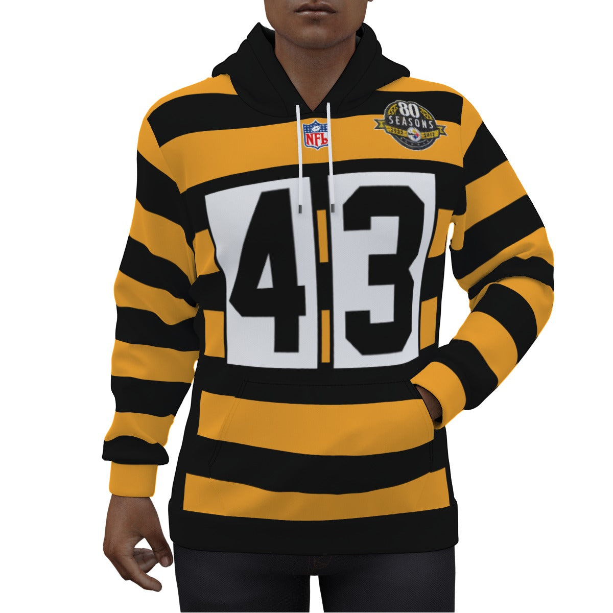 Troy Polamalu Pittsburgh Steelers Bumble Bee Jersey Hoodie The Jersey Hoodie Company