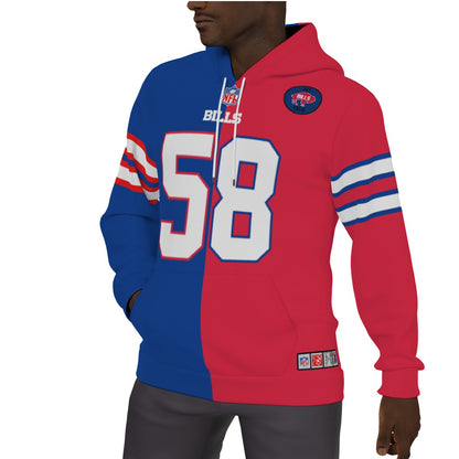 Fleeced Line Matt Milano 1/2 1/2 Jersey Hoodie Buffalo Bills