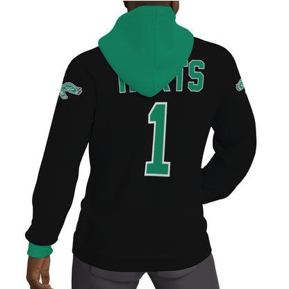 Kelly Green and Black Jalen Hurts Fleeced Lined Jersey Hoodie