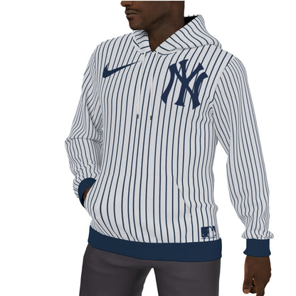 Aaron Judge New York Yankees Pin Striped Hoodie Fur Lined