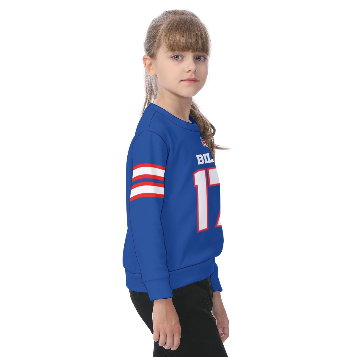 Children Josh Allen Blue Jersey Heavy Fleece Sweatshirt