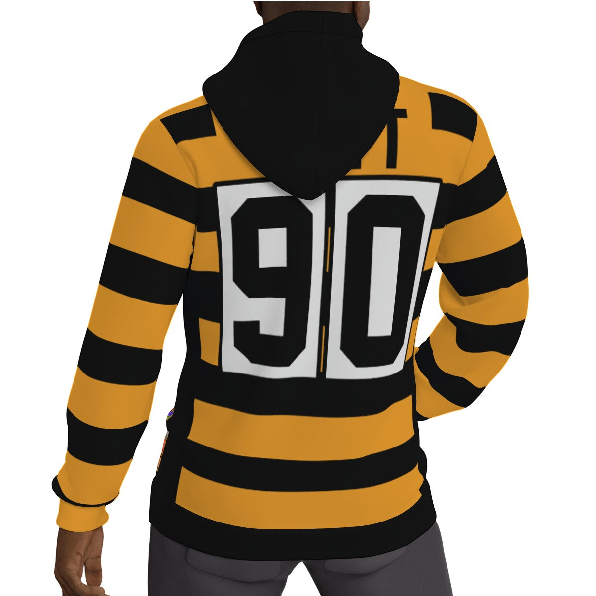 TJ Watt Fleeced Lined Bumble Bee Steelers Jersey Hoodie