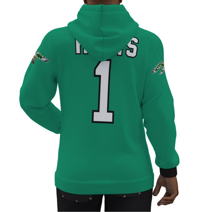 Jalen Hurts Kelly Green Philadelphia Eagles Jersey Hoodie