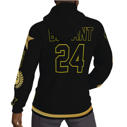 Kobe Bryant Lakers 8/24 Black Fleeced Lined Jersey Hoodie