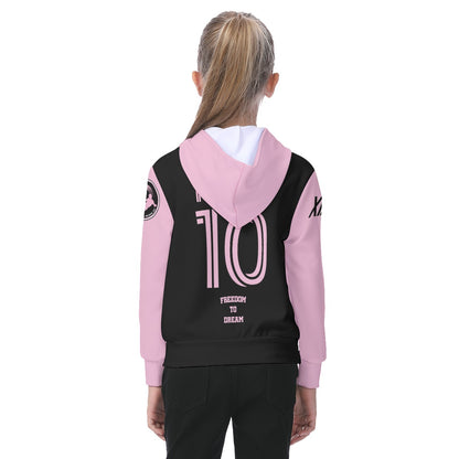 Youth Lionel Andres Messi Inter Miami Black/Pink Jersey Hoodie