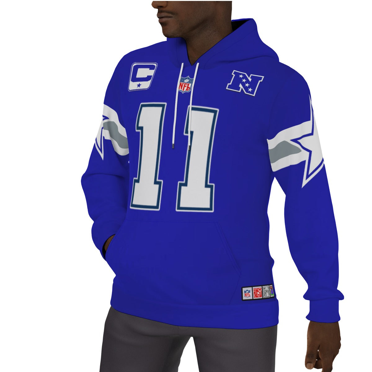 Micah Parsons Fleeced Lined Royal Blue jersey Hoodie