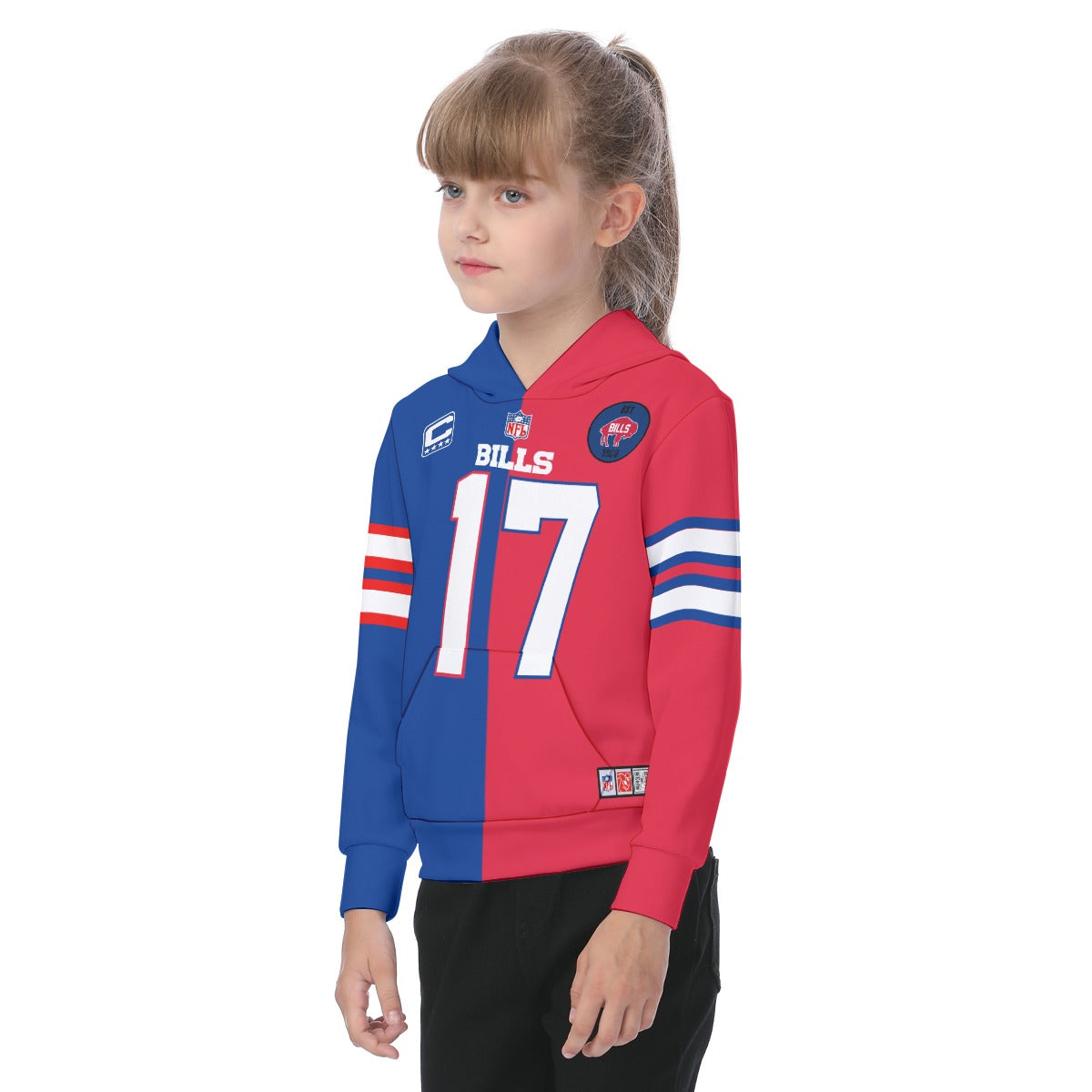 Children's Josh Allen Buffalo Bills Half and Half Jersey Hoodie