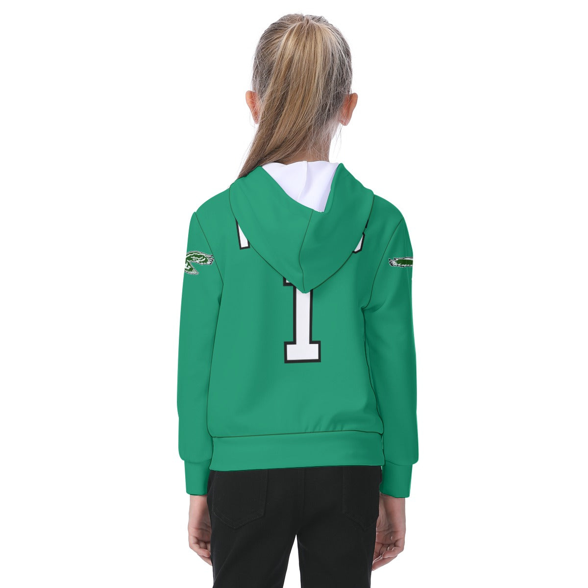 Children Jalen Hurts Kelly Green Jersey Hoodie