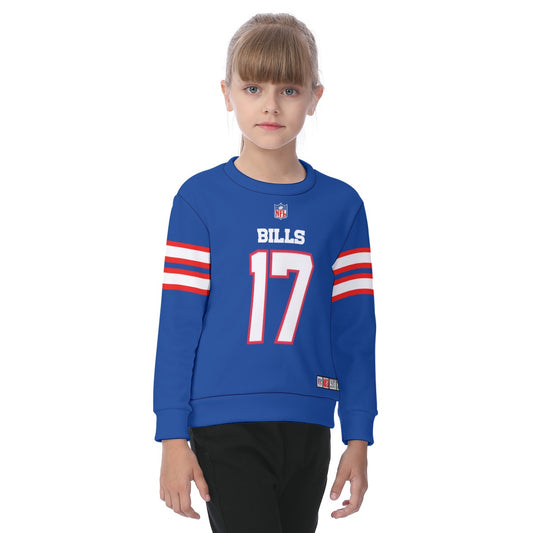 Children Josh Allen Blue Jersey Heavy Fleece Sweatshirt