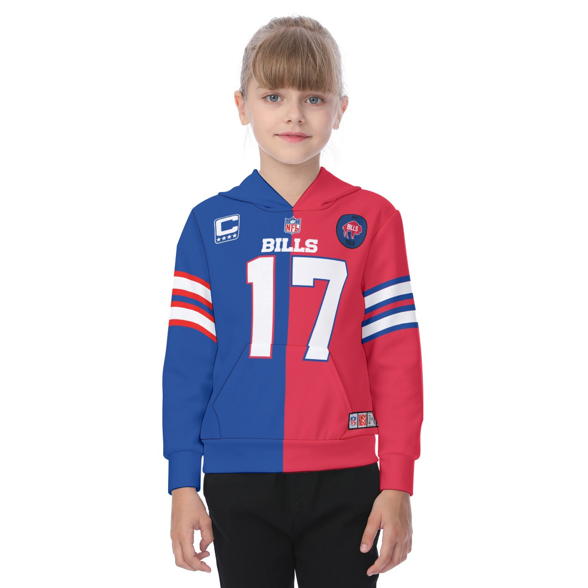 Children's Josh Allen Buffalo Bills Half and Half Jersey Hoodie