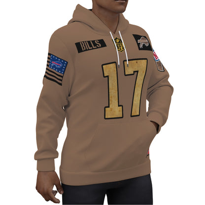 Josh Allen 2023 Salute to Service Color Brown Jersey Hoodie