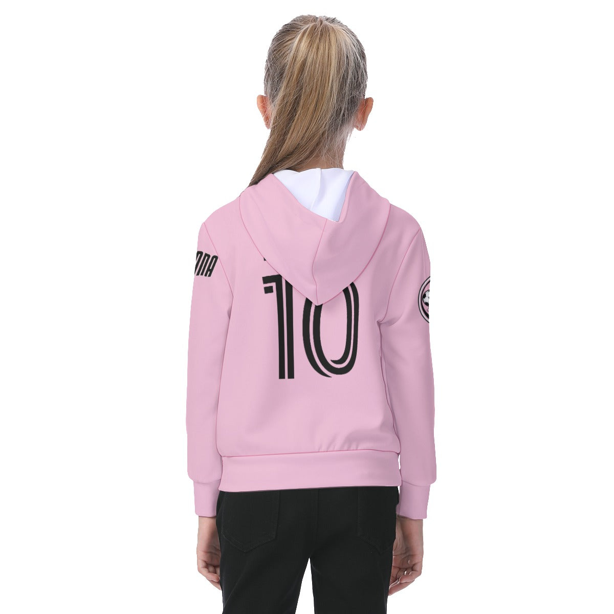 Youth Lionel Andres Messi Inter Miami Pink Jersey Hoodie