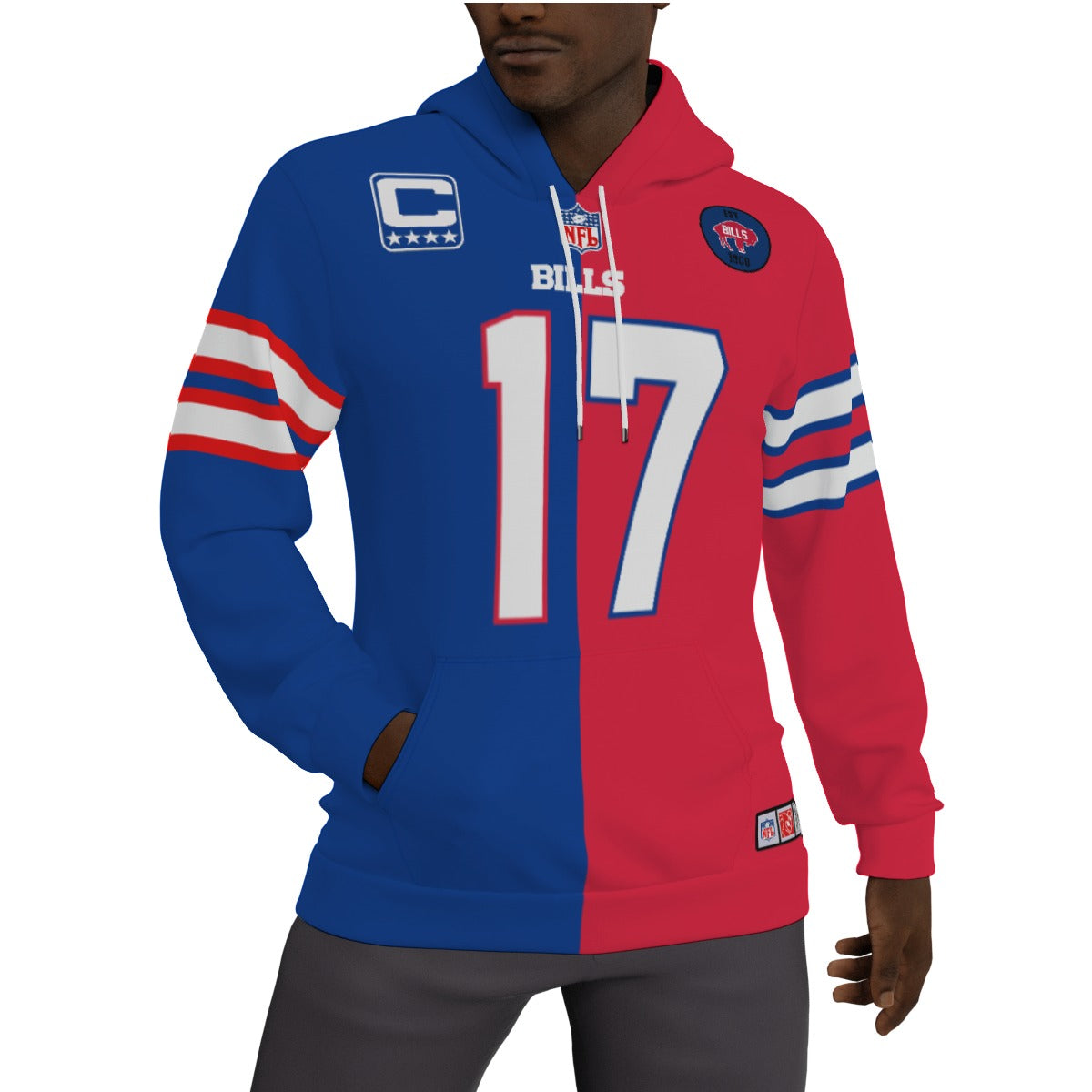 Josh Allen Buffalo Bills 1/2 1/2 Fleeced Lined Jersey Hoodie