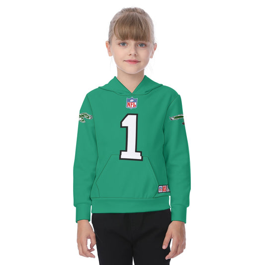 Children Jalen Hurts Kelly Green Jersey Hoodie