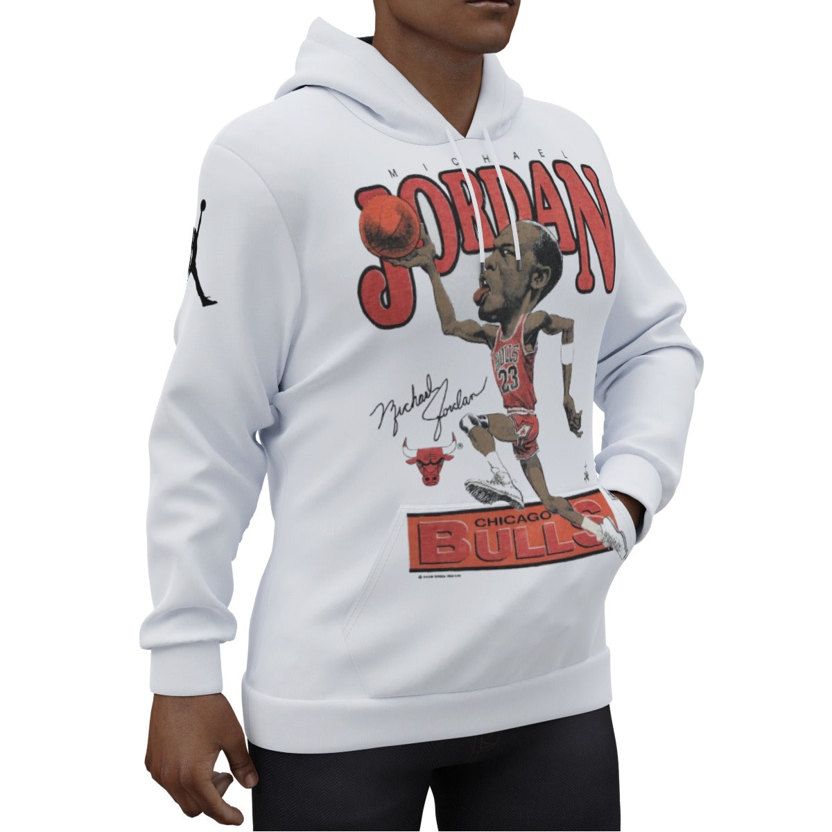 Michael Jordan Salem Old School White Hoodie Faded Style