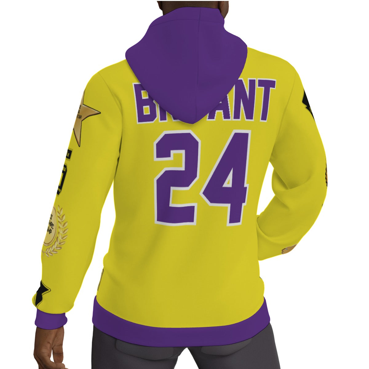 Kobe Bryant Lakers 8/24 Yellow Fleeced Lined Jersey Hoodie