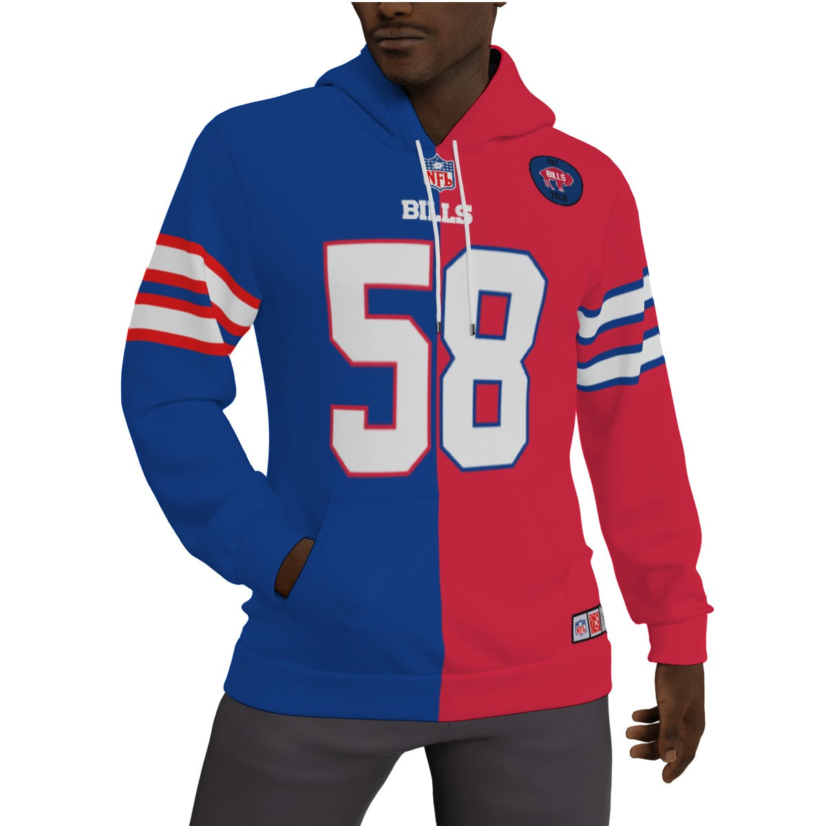 Fleeced Line Matt Milano 1/2 1/2 Jersey Hoodie Buffalo Bills