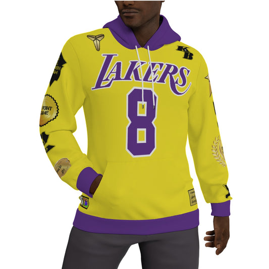 Kobe Bryant Lakers 8/24 Yellow Fleeced Lined Jersey Hoodie