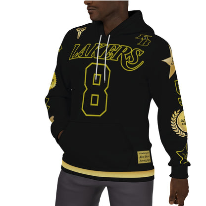 Kobe Bryant Lakers 8/24 Black Fleeced Lined Jersey Hoodie