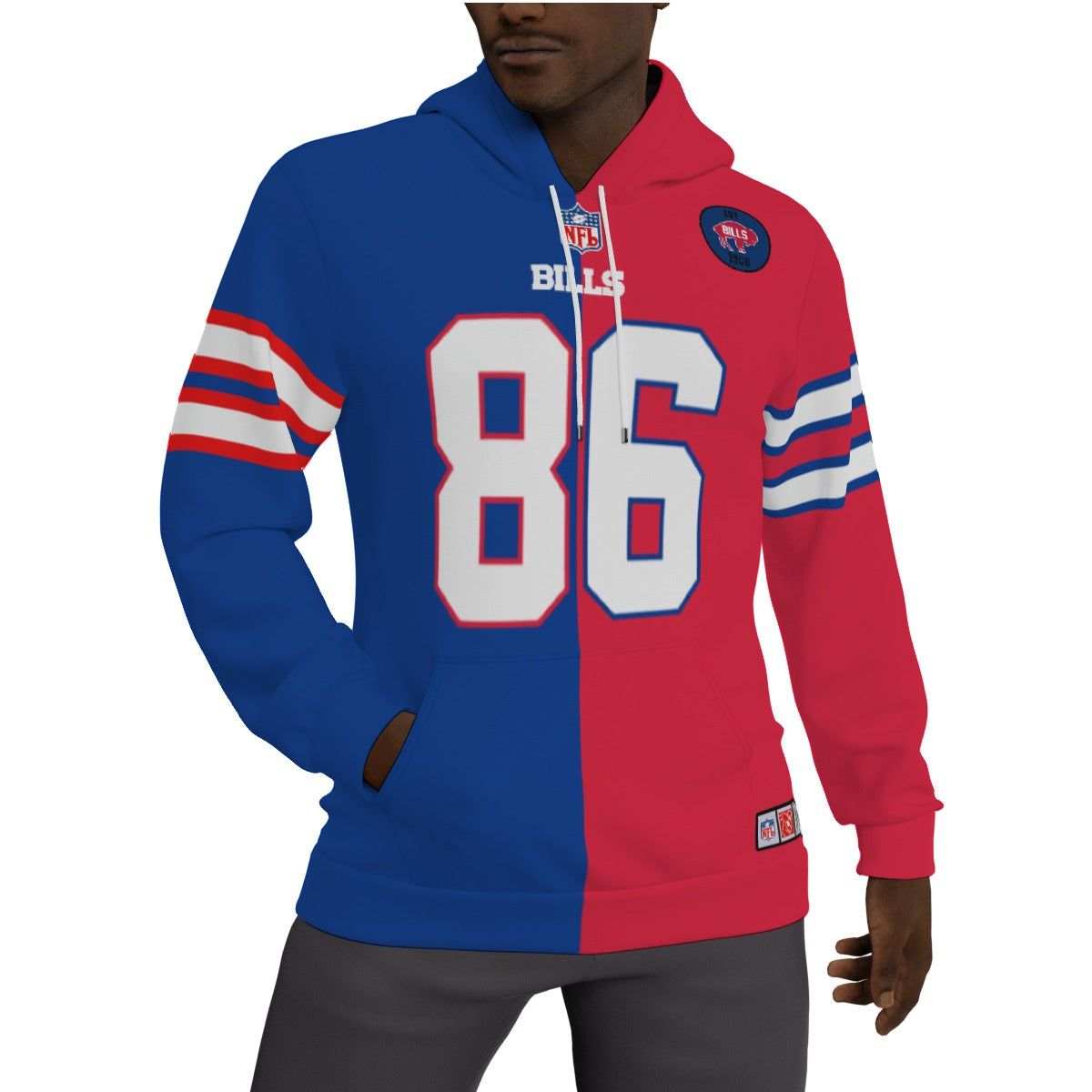 Dalton Kincaid Buffalo Bills 1/2 1/2 Fleeced Lined Jersey Hoodie